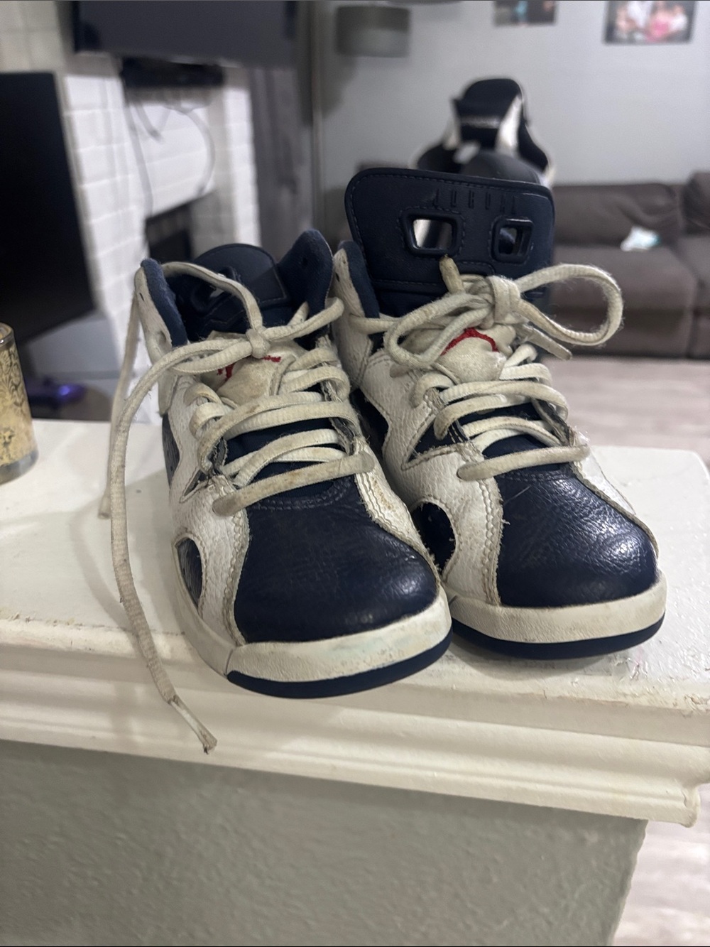 Jordan Kids Navy and White Retro Sneakers